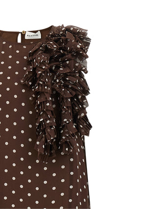 Vestido largo marrón de poliéster