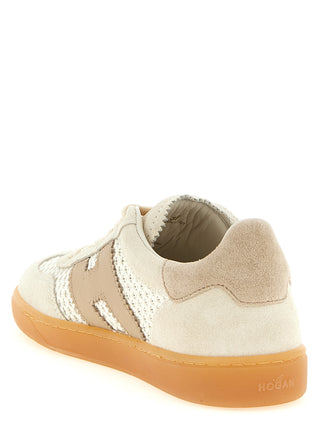 Beige Cotton Low Top Sneakers
