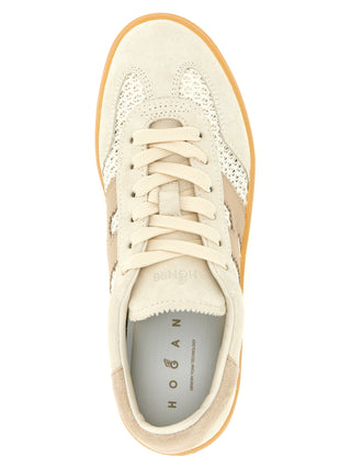 Beige Cotton Low Top Sneakers