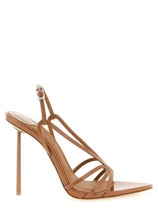 Brown Calfskin Stiletto Heel Sandals