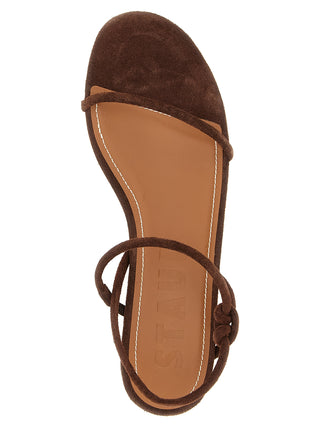 Sandalias planas de cuero de vaca marrón