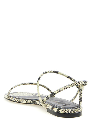 Bicolor Cowhide Flat Sandals