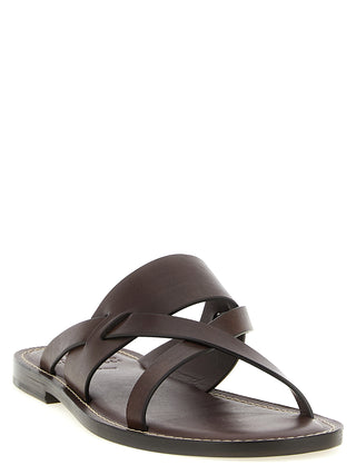 Brown Calfskin Slides