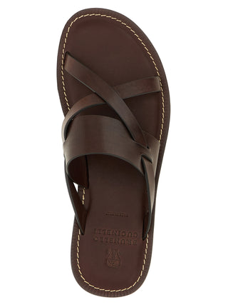 Brown Calfskin Slides