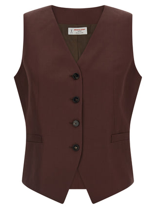 Brown Viscose Sleeveless Jacket