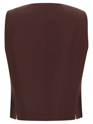Brown Viscose Sleeveless Jacket