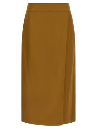 Brown Viscose Midi Skirt