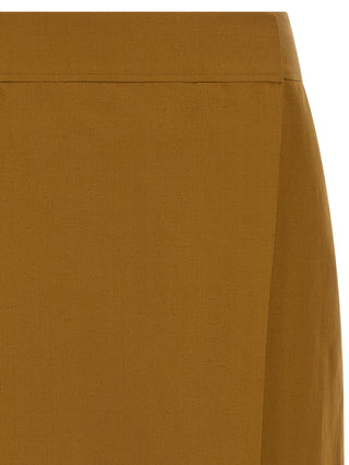 Brown Viscose Midi Skirt