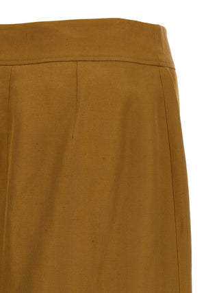 Brown Viscose Midi Skirt
