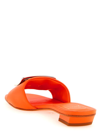 Orange Lamb Leather Mid Heel Pumps