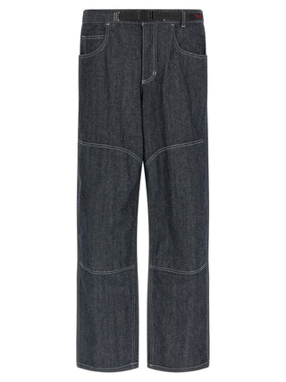 Blue Cotton Straight-Leg Jeans