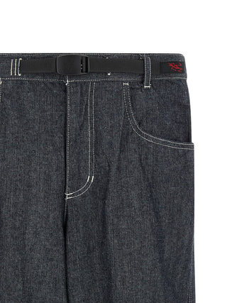 Blue Cotton Straight-Leg Jeans