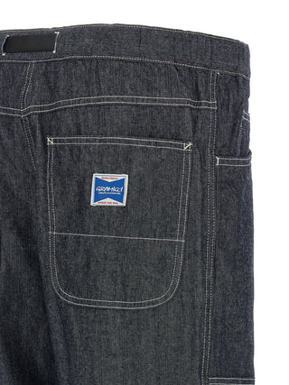 Blue Cotton Straight-Leg Jeans