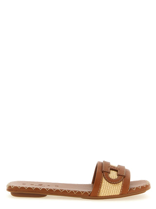Brown Cotton Slides