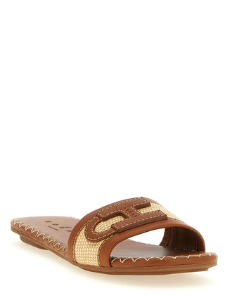 Brown Cotton Slides