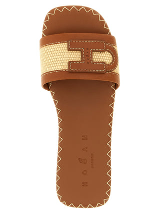 Brown Cotton Slides
