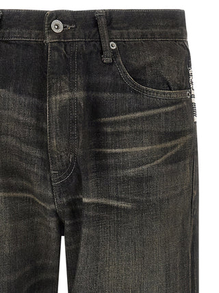 Black Cotton Tapered Jeans