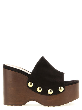Brown Suede Leather Wedge Sandals