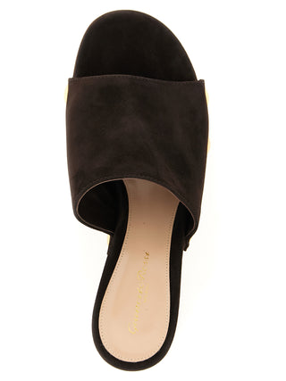 Brown Suede Leather Wedge Sandals