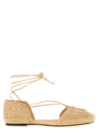 Beige Viscose Ballet Flats