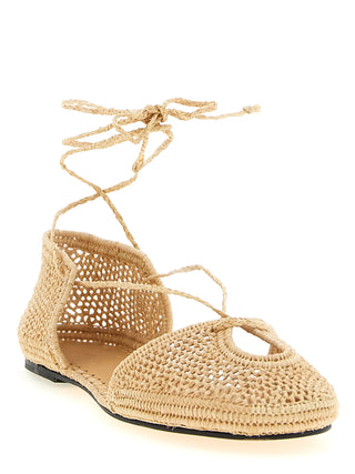 Beige Viscose Ballet Flats