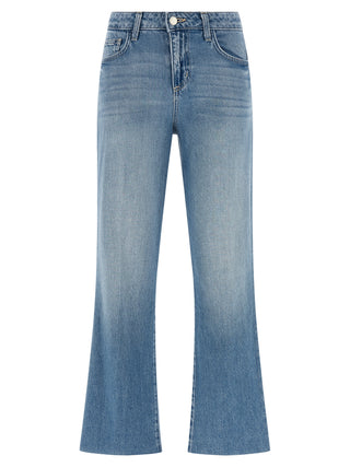 Blue Cotton Flared Jeans