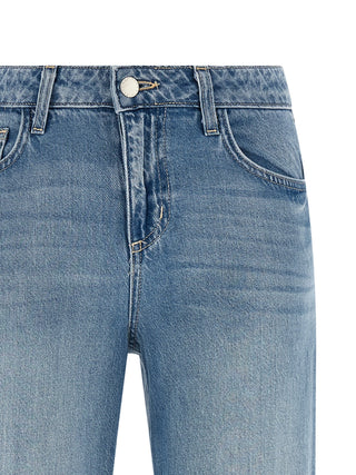 Blue Cotton Flared Jeans