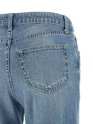 Blue Cotton Flared Jeans
