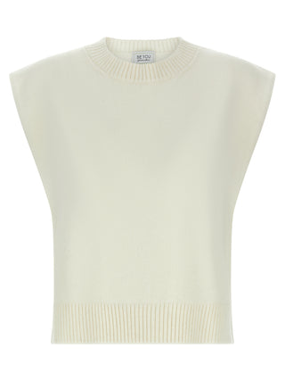 White Cashmere Sleeveless Jacket