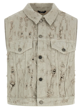 Gray Cotton Sleeveless Jacket