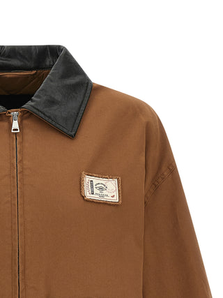 Brown Cotton Full-Length Jacket