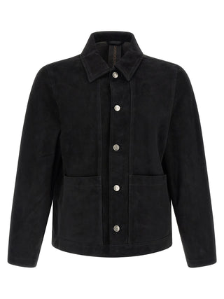 Chaqueta de cuero de gamuza negra