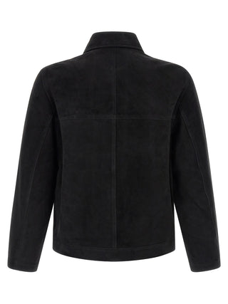Chaqueta de cuero de gamuza negra