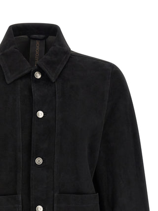 Chaqueta de cuero de gamuza negra