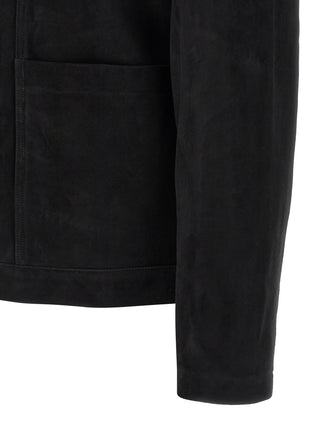 Chaqueta de cuero de gamuza negra