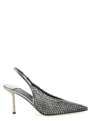 Gray Polyester High Heel Pumps