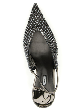 Gray Polyester High Heel Pumps