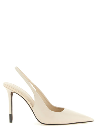 White Leather High Heel Pumps