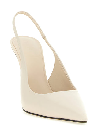 White Leather High Heel Pumps