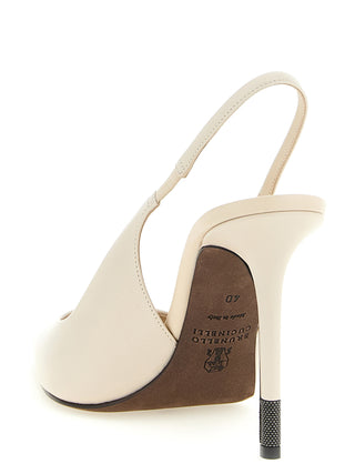 White Leather High Heel Pumps