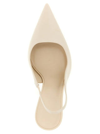 White Leather High Heel Pumps