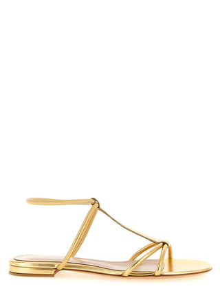 Gold Lamb Leather Flat Sandals