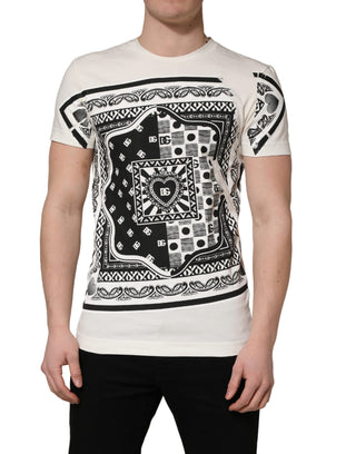 White Cotton Logo Bandana Print Men T-shirt