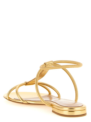 Gold Lamb Leather Flat Sandals
