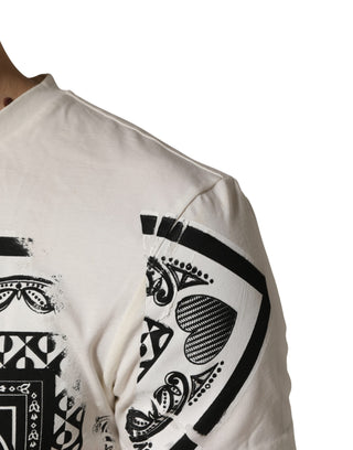 White Cotton Logo Bandana Print Men T-shirt
