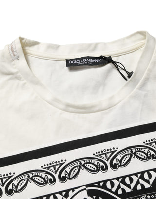 White Cotton Logo Bandana Print Men T-shirt