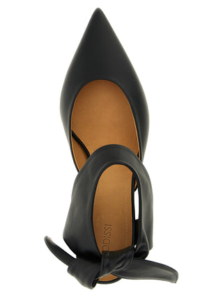 Black Lamb Leather Mid Heel Pumps