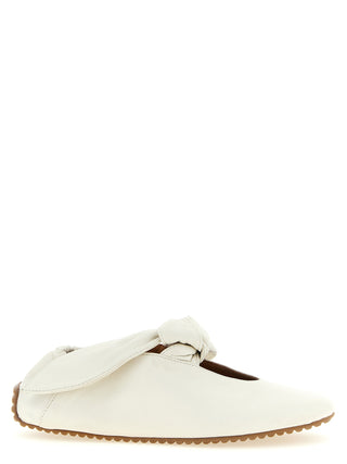 White Lamb Leather Ballet Flats