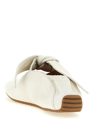 White Lamb Leather Ballet Flats