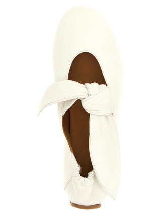 White Lamb Leather Ballet Flats